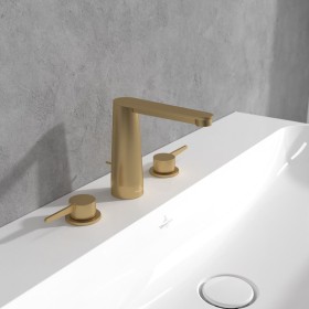 Villeroy & Boch Conum Dreiloch-Waschtischarmatur mit Zugstangen-Ablaufgarnitur