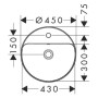 hansgrohe Xuniva S Einbauwaschtisch rund Ø 45 cm, mit 1 Hahnloch und Überlauf, mit SmartClean