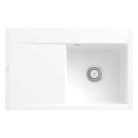 Villeroy & Boch Subway Style 45 FLAT flächenbündige Spüle, Ablaufgarnitur mit Handbetätigung, Becken rechts