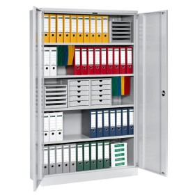 Wolfstahl Büro Stahlschrank - Aktenschrank Lichtgrau abschliessbar 120x42x195cm, aufgebaut