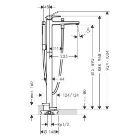 hansgrohe Metropol Einhebel-Wannenmischer bodenstehend mit Hebelgriff