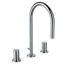 LAUFEN Kartell 3-Loch Zweigriff-Waschtischmischer mit Ablaufventil
