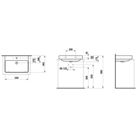Vasque à poser LAUFEN PRO S 65 cm sans trou de robinet, avec trop-plein