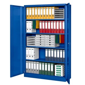 Wolfstahl Büro Stahlschrank - Aktenschrank Enzianblau abschliessbar 120x42x195cm, aufgebaut