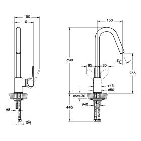 Mitigeur d'évier monocommande VitrA Root Round sans bonde