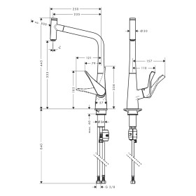 Robinet de cuisine monocommande hansgrohe Metris Select M71 320 Eco, bec extractible, 1jet