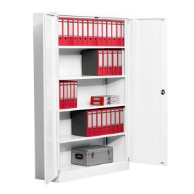Wolfstahl Büro Stahlschrank - Aktenschrank Weiss abschliessbar 120x42x195cm, aufgebaut