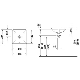 Duravit Starck 3 Einbauwaschtisch 43 cm ohne Hahnloch