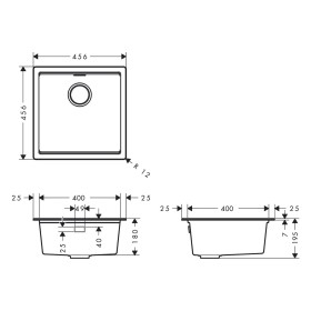 Évier encastrable hansgrohe S53 S530-U400 400 avec bonde manuelle