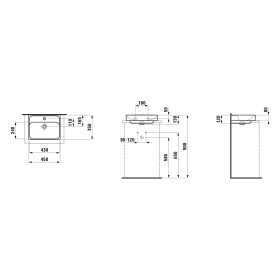 Lavabo à poser LAUFEN MEDA 45 x 35 cm, avec trou pour robinet et trop-plein