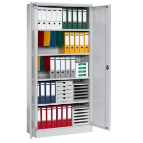 Wolfstahl Büro Stahlschrank - Aktenschrank Lichtgrau abschliessbar 92x42x195cm, aufgebaut