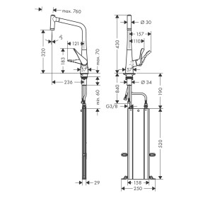 hansgrohe Metris M71 Einhebel-Küchenmischer 320, Ausziehbrause, 2jet, sBox