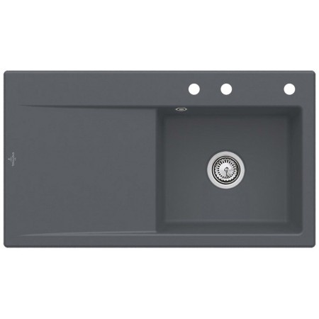Villeroy & Boch Subway Style 50 FLAT flächenbündige Spüle, Ablaufgarnitur mit Handbetätigung, Becken rechts