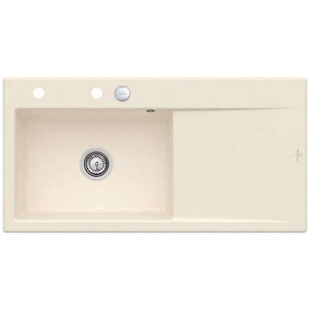 Villeroy & Boch Subway Style 60 FLAT flächenbündige Spüle, Ablaufgarnitur mit Excenterbetätigung, Becken links