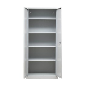Wolfstahl Büro Stahlschrank - Aktenschrank Lichtgrau abschliessbar 80x38x180cm, aufgebaut