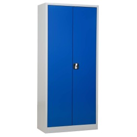 Wolfstahl Büro Stahlschrank - Aktenschrank Enzianblau-Lichtgrau abschliessbar 80x38x195cm, aufgebaut