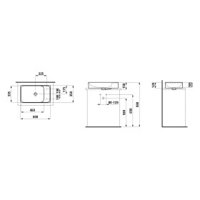 Vasque à poser LAUFEN MEDA 60 x 35 cm, avec trou de robinet sans trop-plein, vasque à gauche