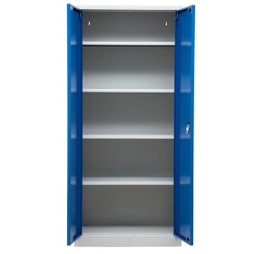 Wolfstahl Büro Stahlschrank - Aktenschrank Enzianblau-Lichtgrau abschliessbar 80x38x195cm, aufgebaut