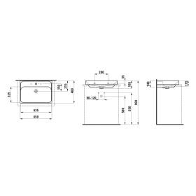Vasque à poser LAUFEN MEDA 65 x 46 cm, avec trou de robinet sans trop-plein