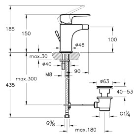 Miscelatore monocomando bidet VitrA Root Round con scarico