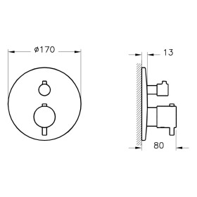 VitrA Origin Wannenfüll- und Brausethermostat, Unterputz