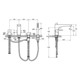 VitrA Root Round Zweigriff-Wannenfüll- und Brausearmatur