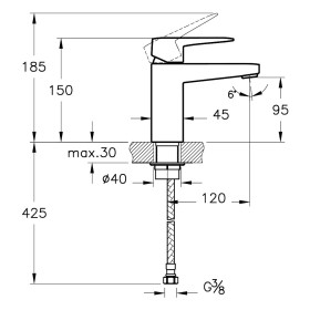 Miscelatore monocomando per lavabo VitrA Root Square S senza piletta di scarico
