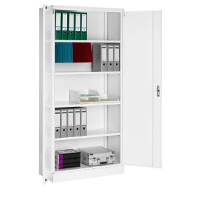 Wolfstahl Büro Stahlschrank - Aktenschrank Verkehrsweiss abschliessbar 92x42x195cm, aufgebaut
