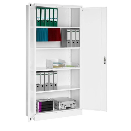 Wolfstahl Büro Stahlschrank - Aktenschrank Verkehrsweiss abschliessbar 92x42x195cm, aufgebaut