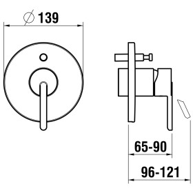 Mitigeur de baignoire encastré à levier unique LAUFEN LUA avec interrupteur de canalisation