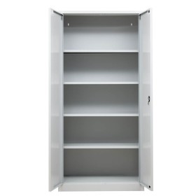 Wolfstahl Büro Stahlschrank - Aktenschrank Lichtgrau abschliessbar 92x42x195cm, aufgebaut