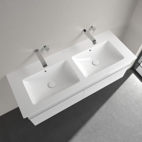 Villeroy & Boch Venticello Schrank-Doppelwaschtisch 130 x 50 cm, ohne Hahnloch, mit Überlauf