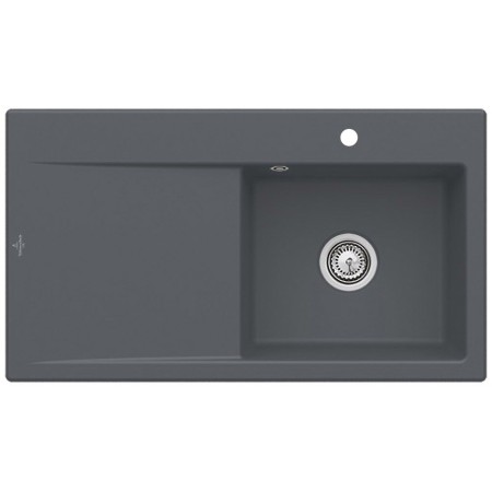 Villeroy & Boch Subway Style 50 FLAT flächenbündige Spüle, Ablaufgarnitur mit Handbetätigung, Becken rechts