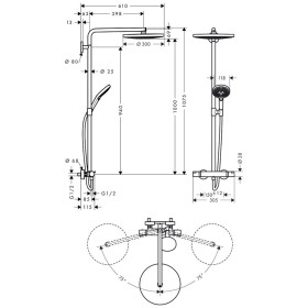 hansgrohe Raindance Select S 300 2jet Showerpipe