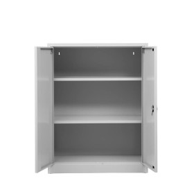 Wolfstahl Büro Stahlschrank - Aktenschrank Lichtgrau abschliessbar 92x42x120cm, aufgebaut
