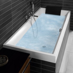 Villeroy & Boch Squaro Duo-Badewanne 170 x 75 cm, Airpool Comfort, Technik Position 2, mit Trio Ablaufgarnitur