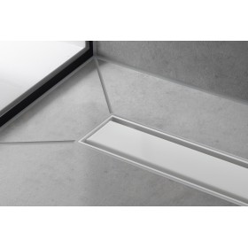 hansgrohe RainDrain Match Fertigset Duschrinne 80 cm, mit höhenverstellbarem Rahmen