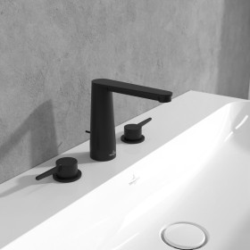 Villeroy & Boch Conum Dreiloch-Waschtischarmatur mit Zugstangen-Ablaufgarnitur