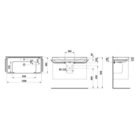 Vasque LAUFEN MEDA 100 x 46 cm, sans trou de robinet avec trop-plein
