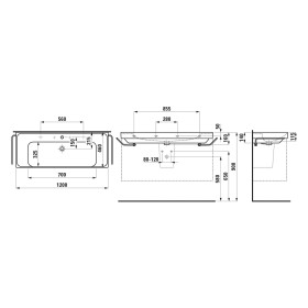 Vasque LAUFEN MEDA 120 x 46 cm, sans trou de robinet ni trop-plein