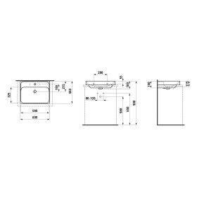 Vasque à poser LAUFEN MEDA 60 x 46 cm, sans trou de robinet avec trop-plein