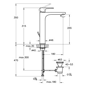 Rubinetto monocomando per lavabo VitrA Root Round L con scarico