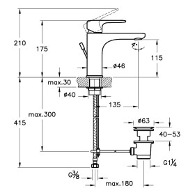 Miscelatore monocomando per lavabo VitrA Root Round M con tappo di scarico