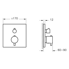 VitrA Root Square Thermostat-Wannenfüll- und Brausearmatur für Unterputz
