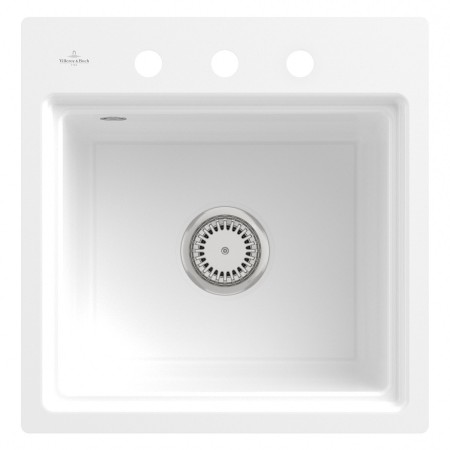 Villeroy & Boch Subway Style 50 S FLAT flächenbündige Spüle, Ablaufgarnitur mit Excenterbetätigung, inkl. Abtropfgitter