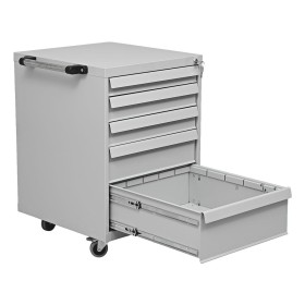 Wolfstahl Werkstattwagen stahl 5 Schubladen 56x60x84cm lichtgrau - enzianblau