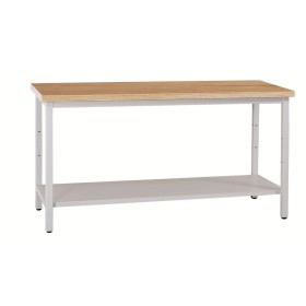 Wolfstahl Werkbank stahl 120x60x84cm lichtgrau Tischplatte 30mm buche
