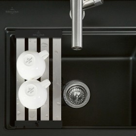 Évier encastré Villeroy & Boch Subway Style 50 S FLAT, bonde à commande manuelle, avec grille d'égouttement