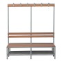 Wolfstahl Doppel-Sitzbank Stahl & Holz, mit Haken und Schuhrost 160x40x40cm lichtgrau - buche