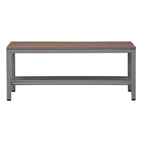 Banc de rangement Wolfstahl avec porte-chaussures, acier & bois 100x40x40cm gris clair - hêtre
